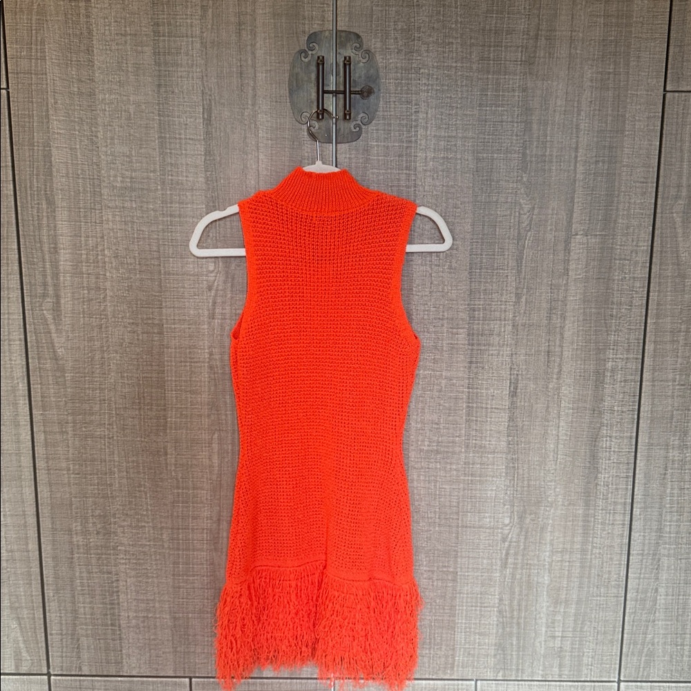 Micas‎ Sleeveless Orange Knit Dress with Fringe - Picture 12 of 16